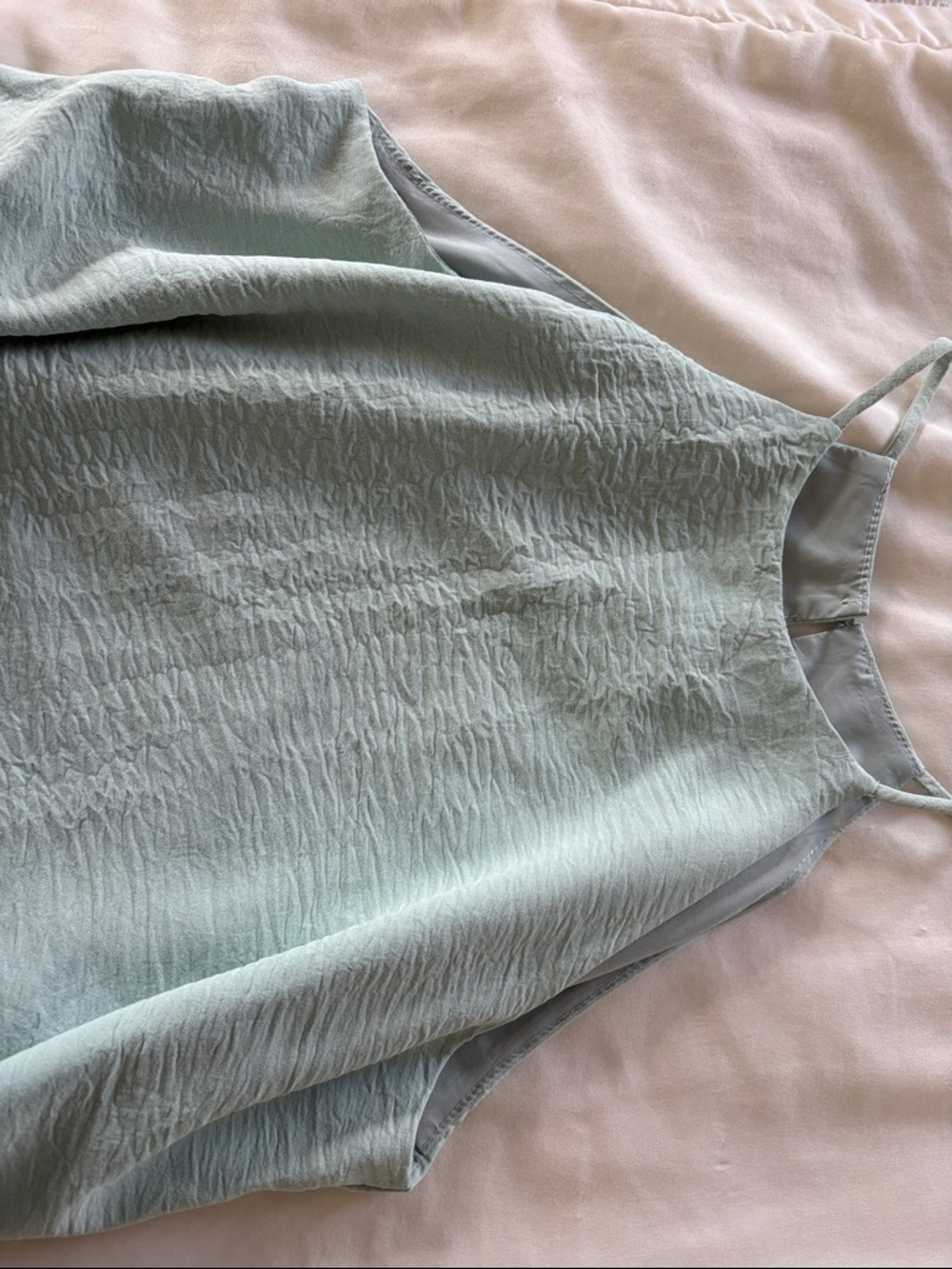 SHEIN Light Sage Halter Cami with Crochet Trim - Picture 4 of 9